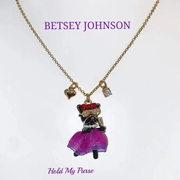 Betsey Johnson Party Animal Frenchie Pendant Charm Gold Necklace NIB - Picture 2 of 8